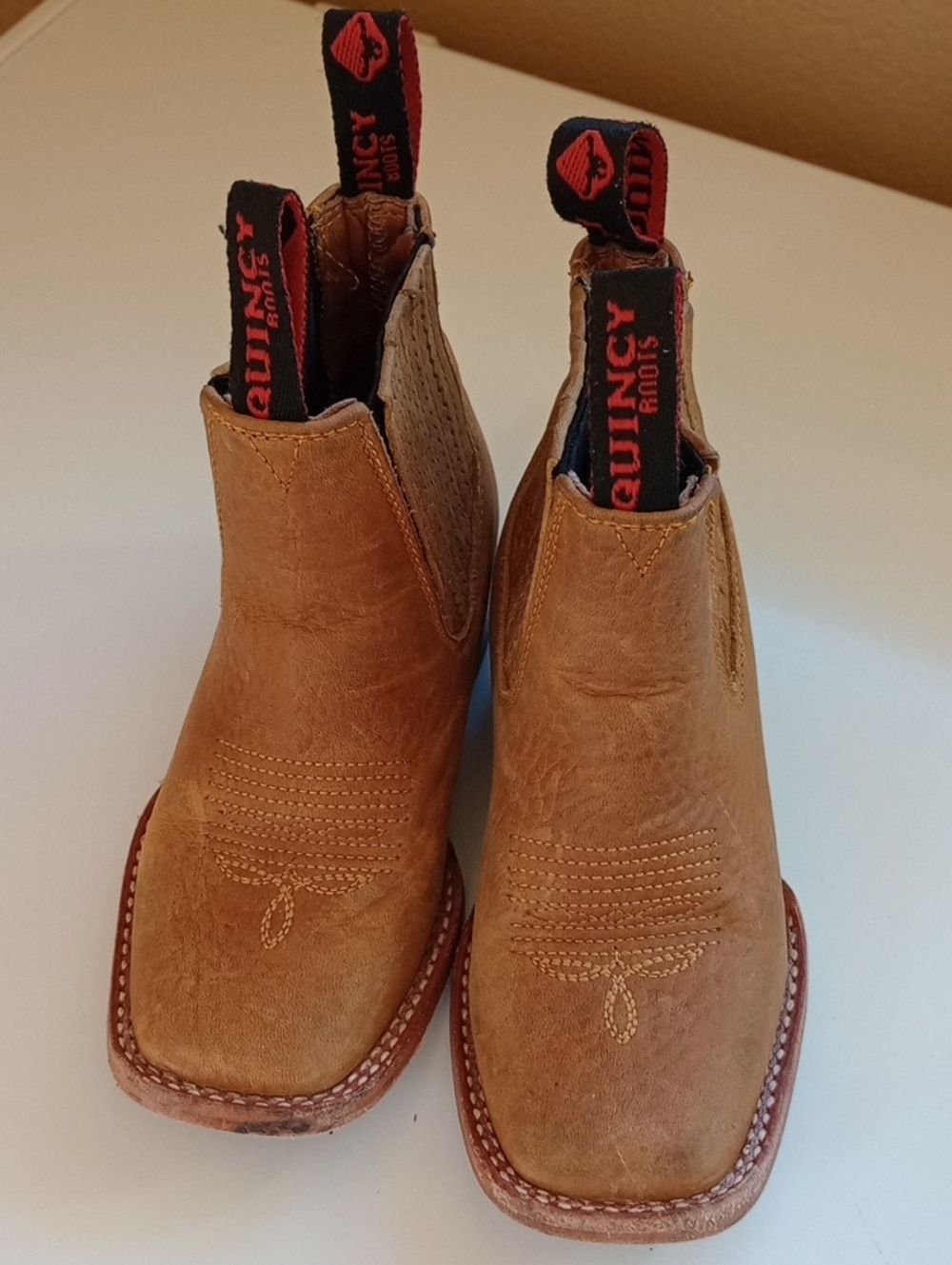 Quincy Boots Child Size 16 Leather Square Tones Wester Boots